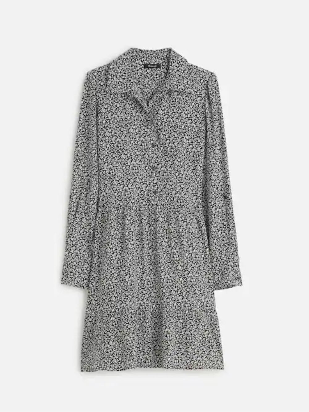 Madewell Black Floral Button Front Shirt Dress Medium